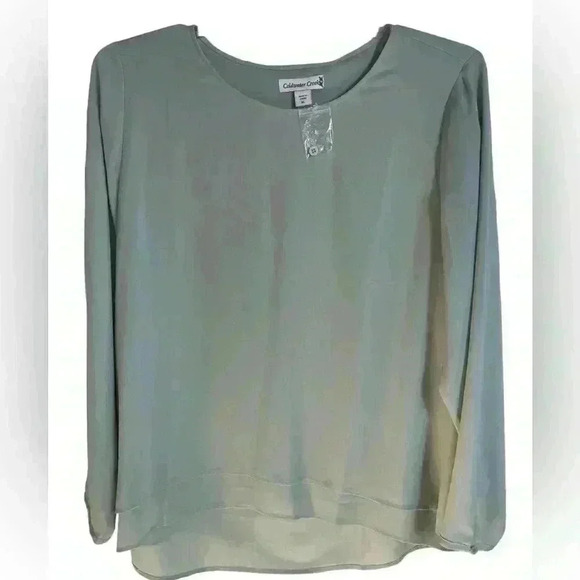 Coldwater Creek Flowy Layers Long Sleeve Mint Tunic Blouse Size XL - Picture 2 of 9
